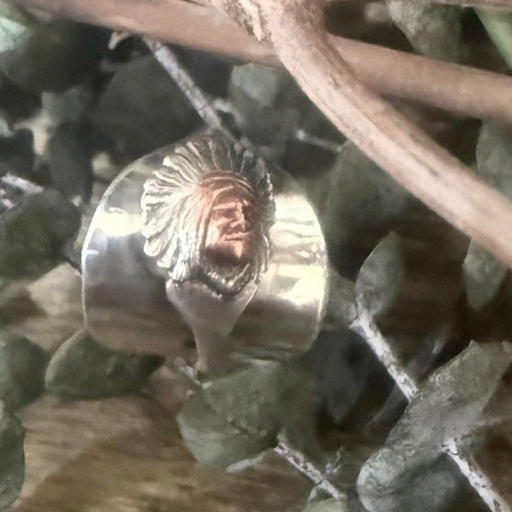 Sterling Silver Gold Face Ring