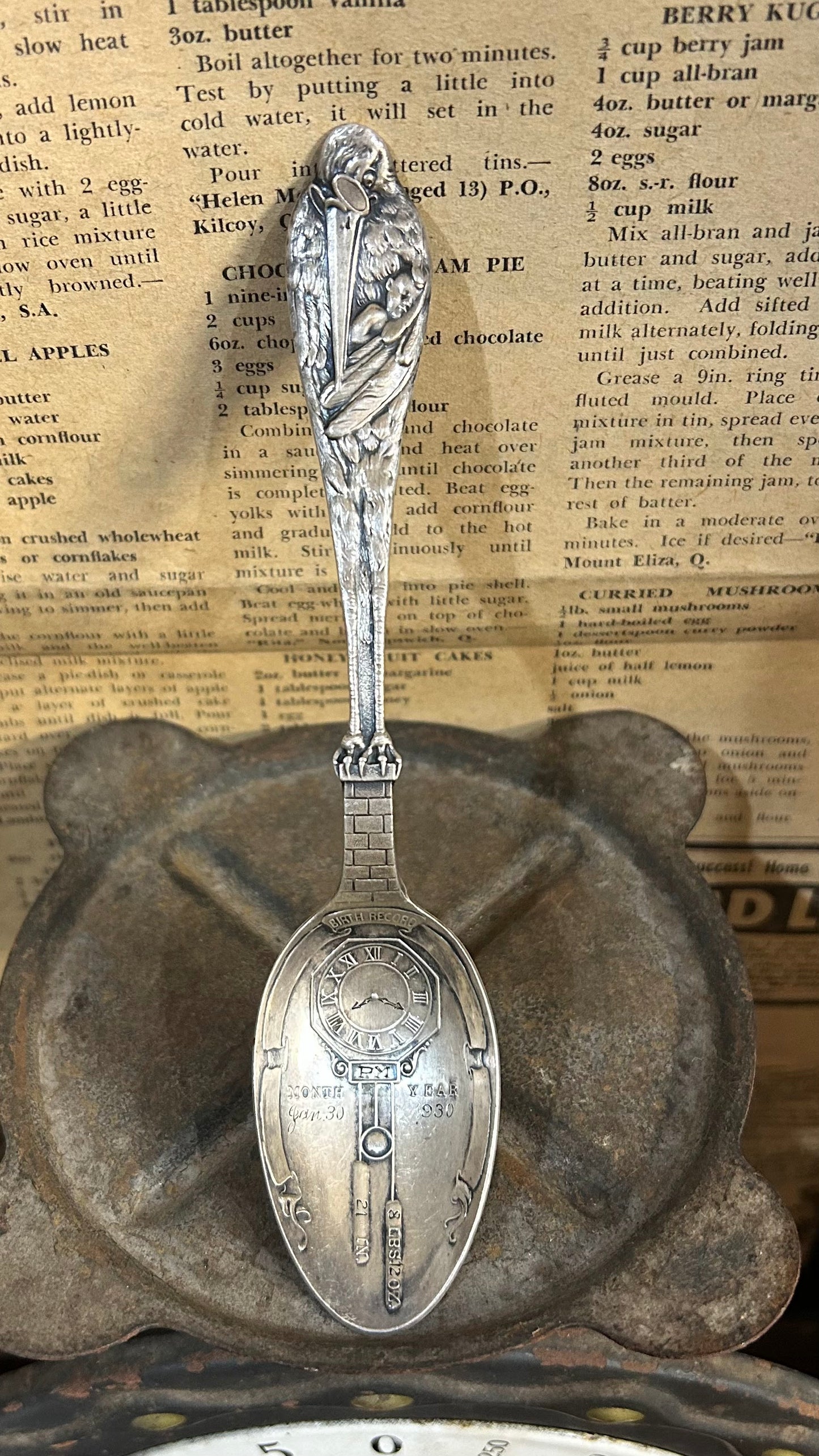 Sterling Silver Ring - 1930s Birth Spoon