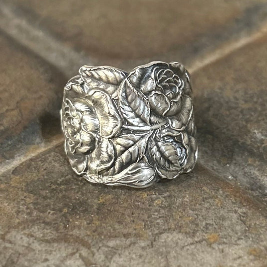 1900s Sterling Silver - Art Nouveau Rose Ring
