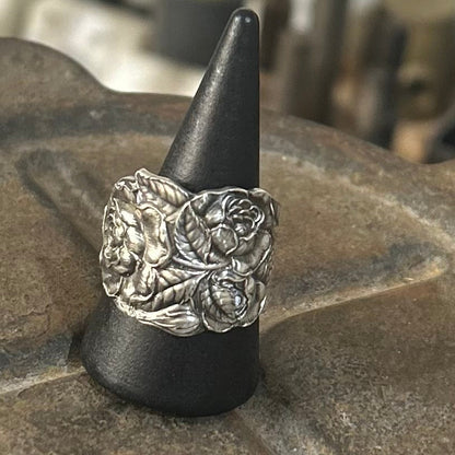 1900s Sterling Silver - Art Nouveau Rose Ring