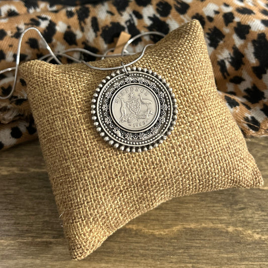 1943 Sixpence Floral Necklace
