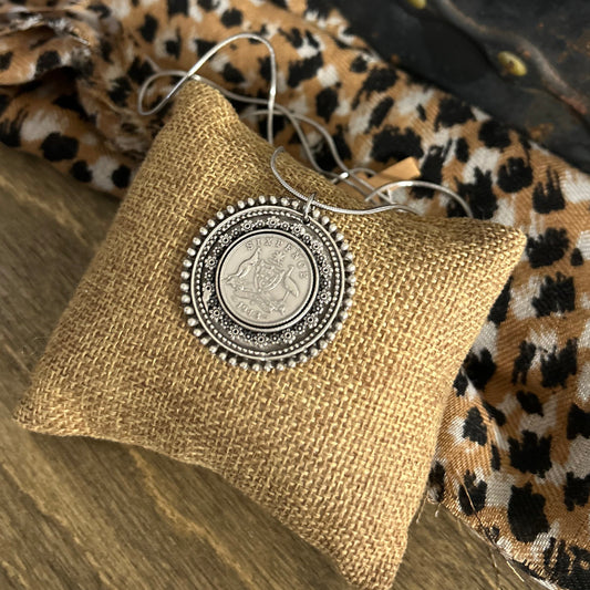 1943 Sixpence Floral Necklace — Wearable History, Reimagined