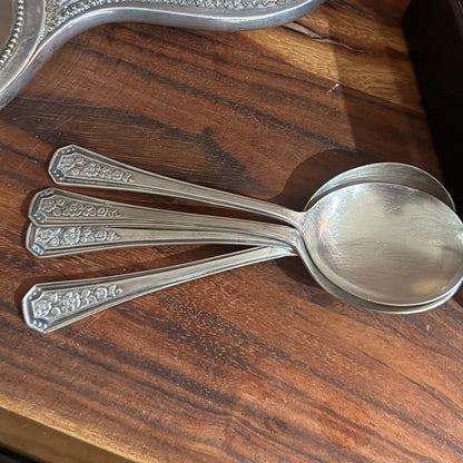 Vintage 1950s Silver Pride Floral Spoon Bracelet with Rose