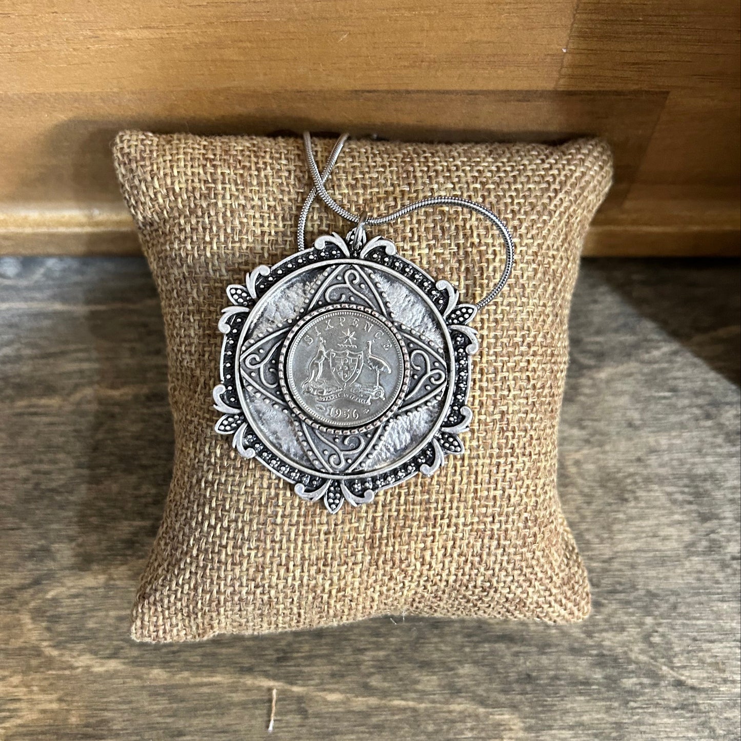 1956 Sixpence Disc” Statement Necklace