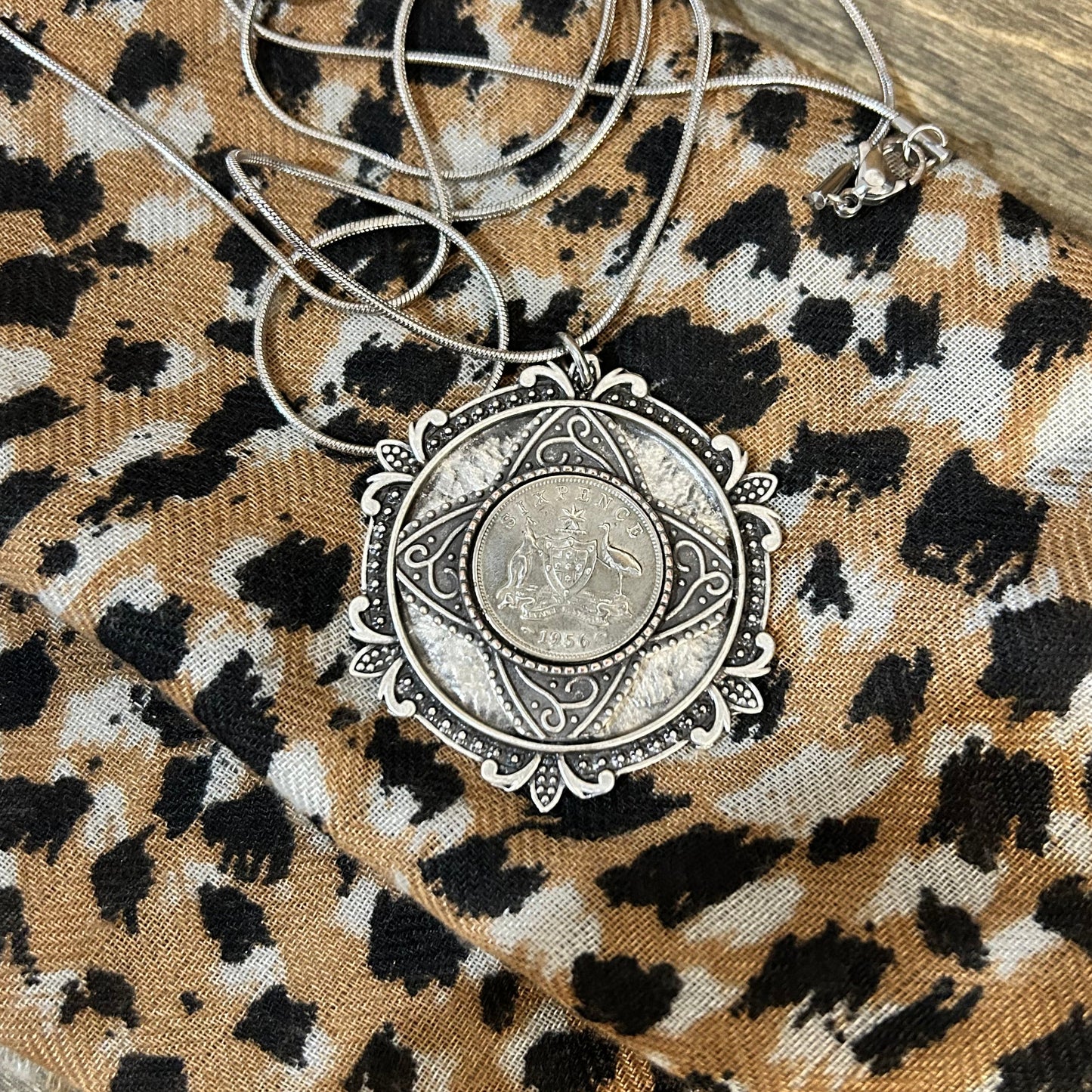 1956 Sixpence Disc” Statement Necklace