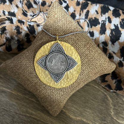 1960 Australian Sixpence Textured Star Necklace — Vintage Coin Jewellery