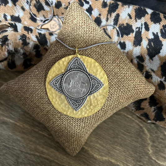 1960 Australian Sixpence Textured Star Necklace — Vintage Coin Jewellery