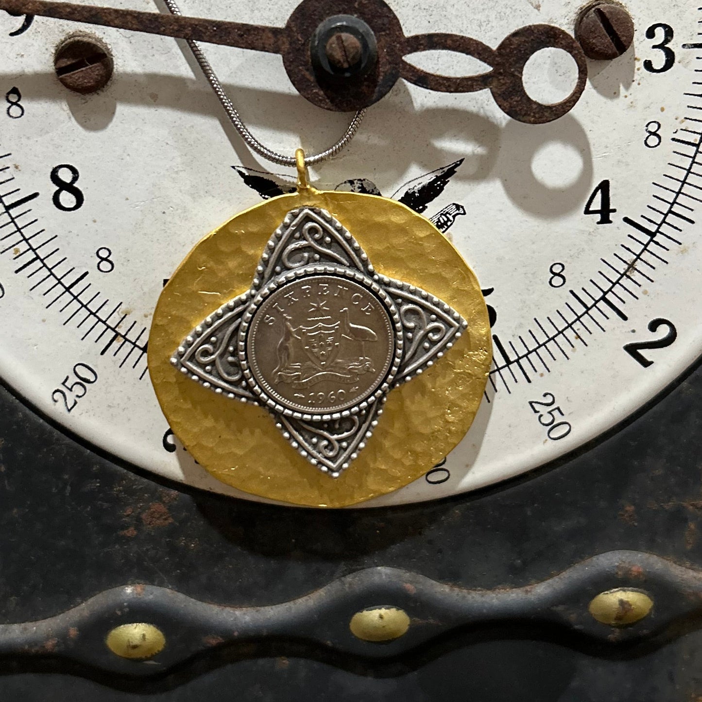 1960 Australian Sixpence Textured Star Necklace — Vintage Coin Jewellery