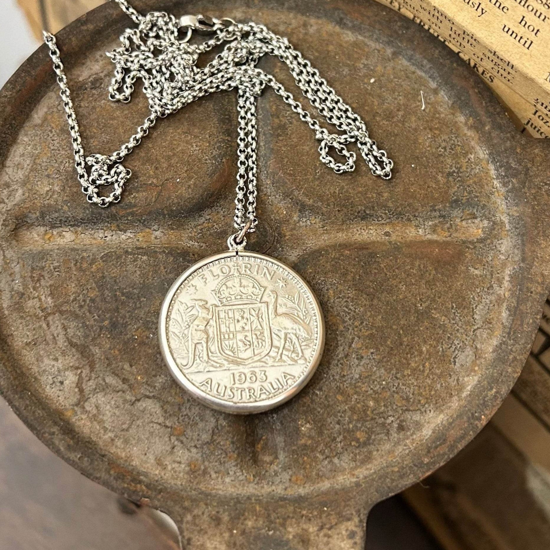 Coin Necklace - 1963 Florin Sterling Bezel - Molly Made
