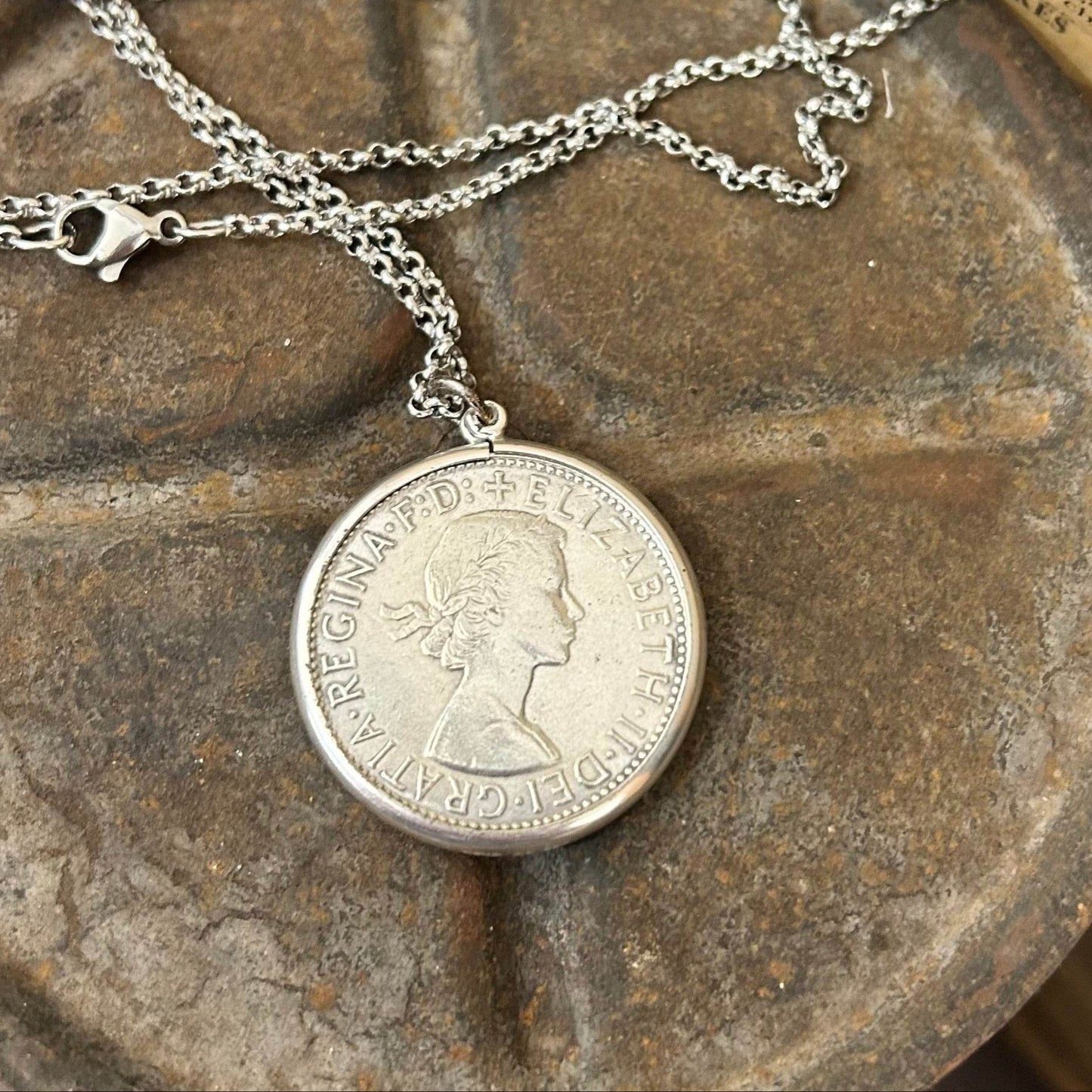 Coin Necklace - 1963 Florin Sterling Bezel - Molly Made