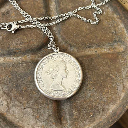 Coin Necklace - 1963 Florin Sterling Bezel - Molly Made