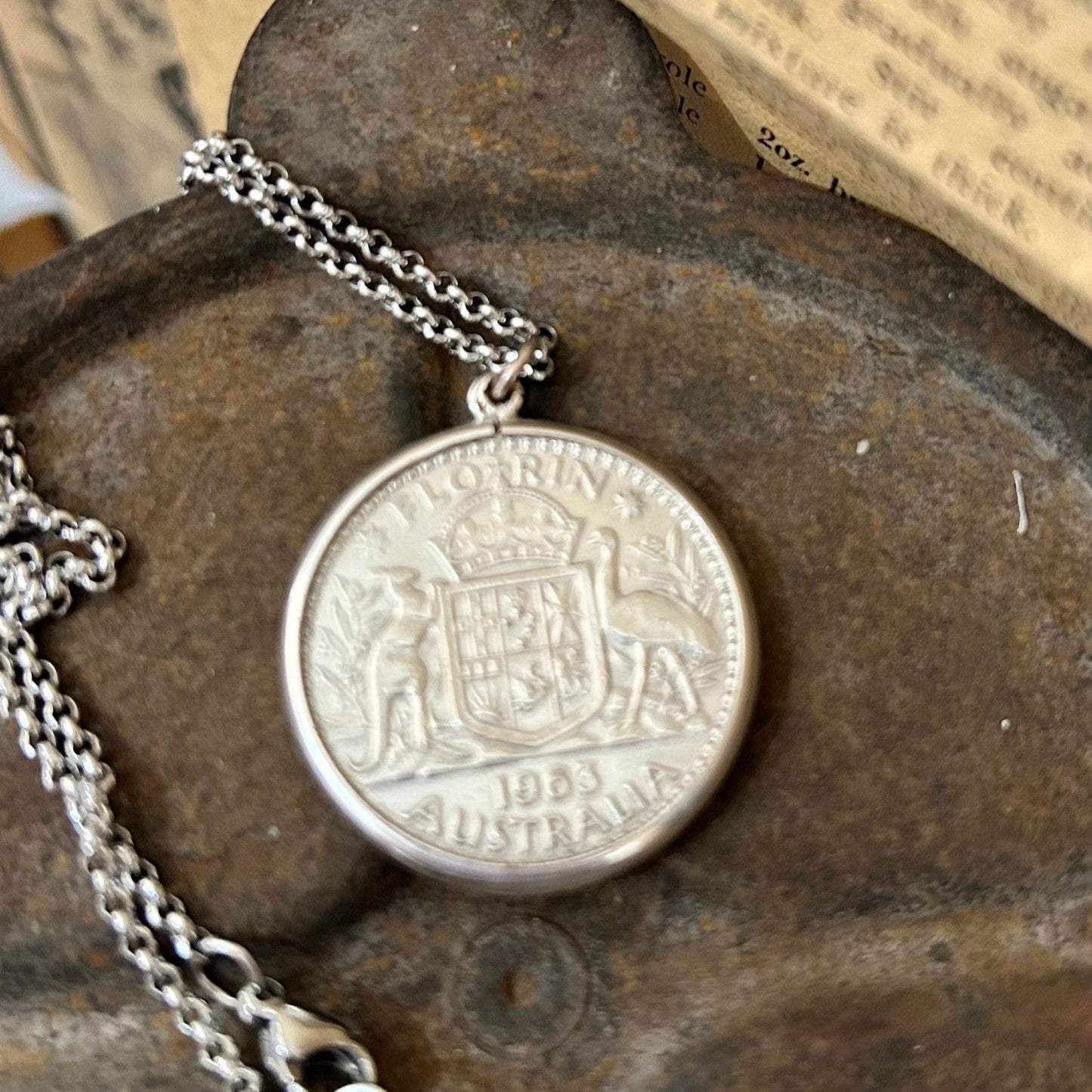 Coin Necklace - 1963 Florin Sterling Bezel - Molly Made