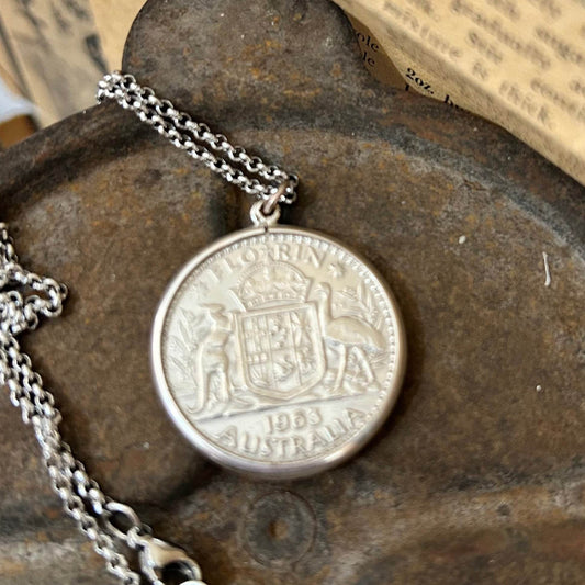 Coin Necklace - 1963 Florin Sterling Bezel - Molly Made