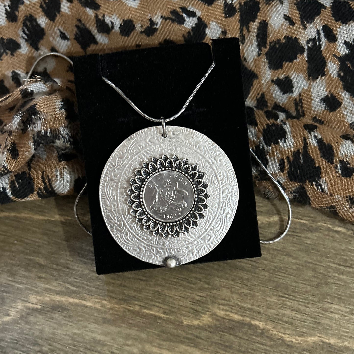 1963 Sixpence Floral Zamak Necklace — Bold, Timeless & Full of History