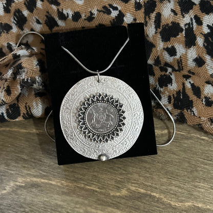 1963 Sixpence Floral Zamak Necklace — Bold, Timeless & Full of History