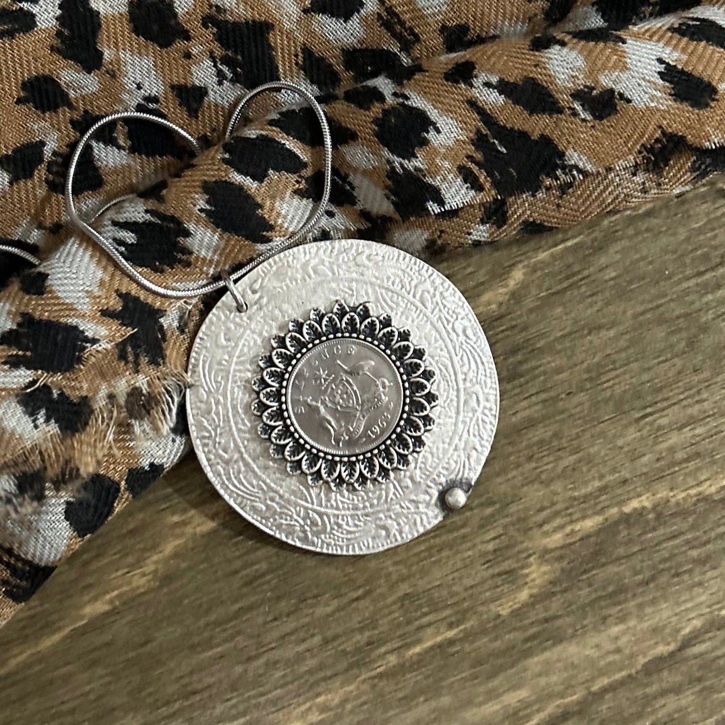 1963 Sixpence Floral Zamak Necklace — Bold, Timeless & Full of History