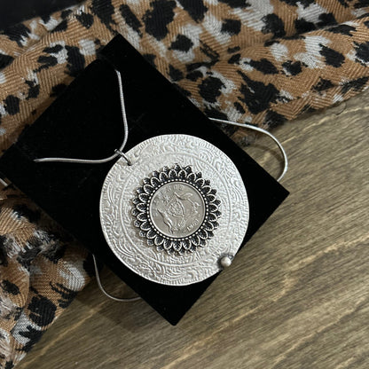 1963 Sixpence Floral Zamak Necklace — Bold, Timeless & Full of History