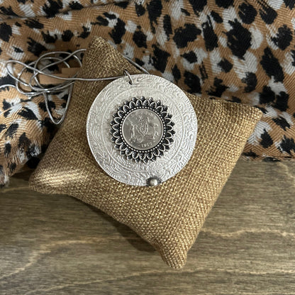 1963 Sixpence Floral Zamak Necklace — Bold, Timeless & Full of History