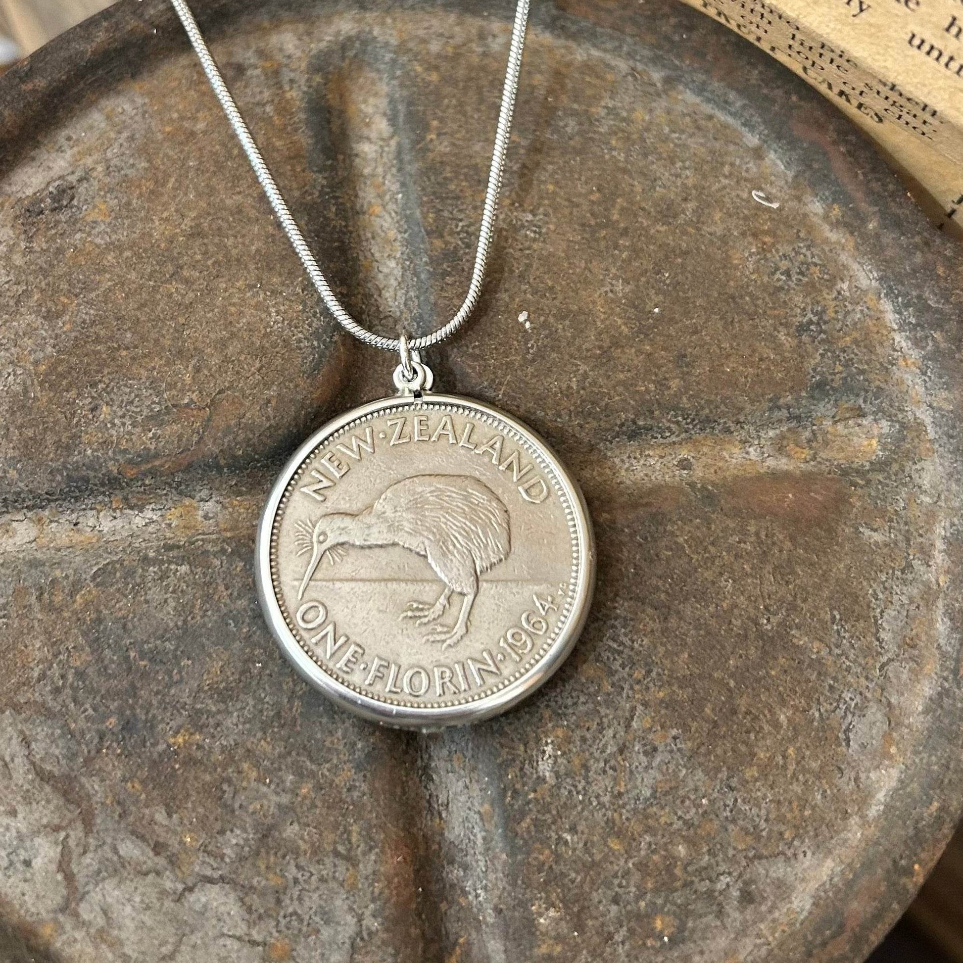 Coin Necklace - 1964 New Zealand Florin - Molly Made