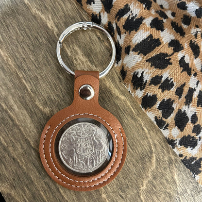 1966 Round 50c Coin Key Tag — Australian History You Can Carry Every Day