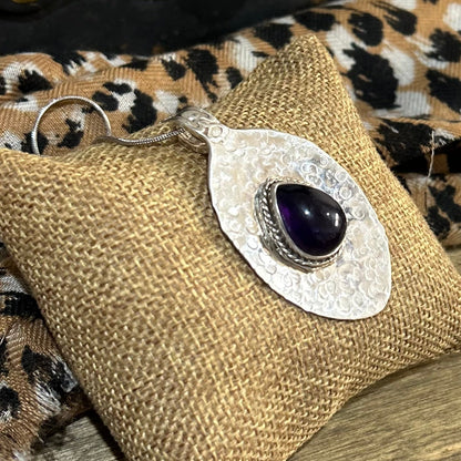 Sterling Silver Spoon Bowl Necklace with Amethyst