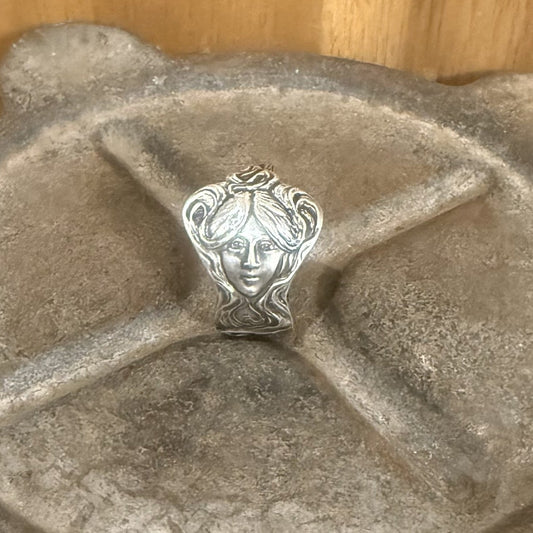 Sterling Silver Art Nouveau Lady Ring