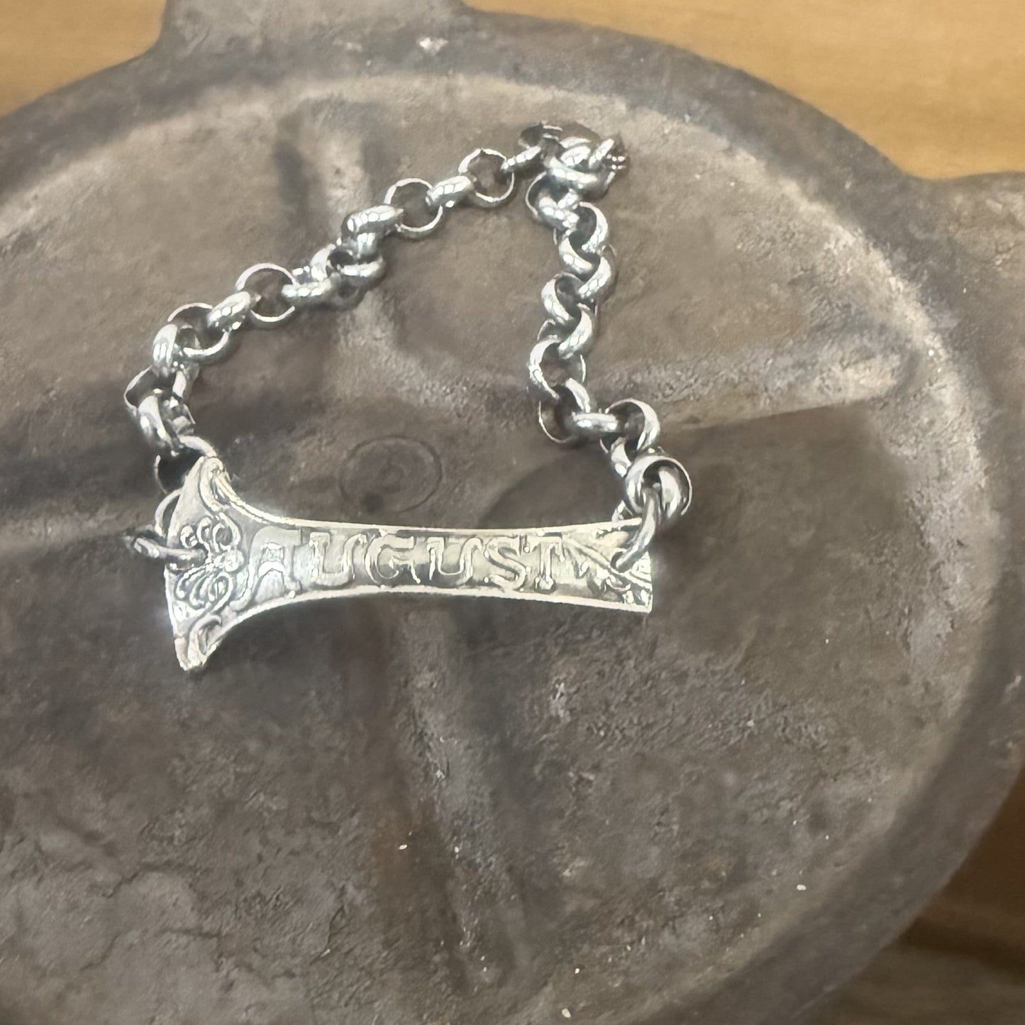 Sterling Silver August Bar Bracelet