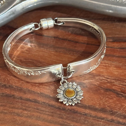 Vintage Rodd Princess Silverware Sunflower Bracelet