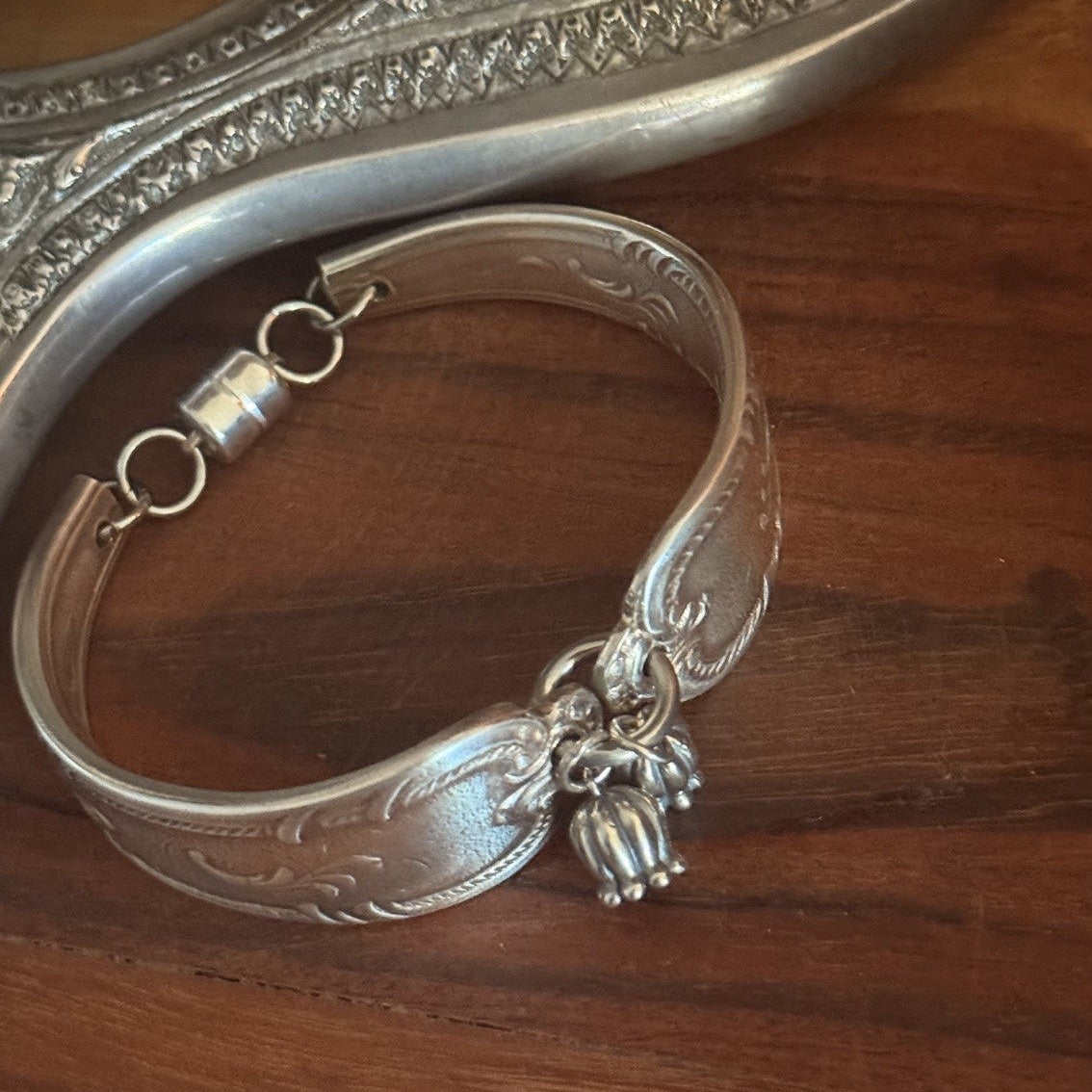 Vintage Grosvenor Diane Spoon Handle Bracelet | Sterling Silver Tulip Charms