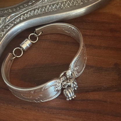 Vintage Grosvenor Diane Spoon Handle Bracelet | Sterling Silver Tulip Charms
