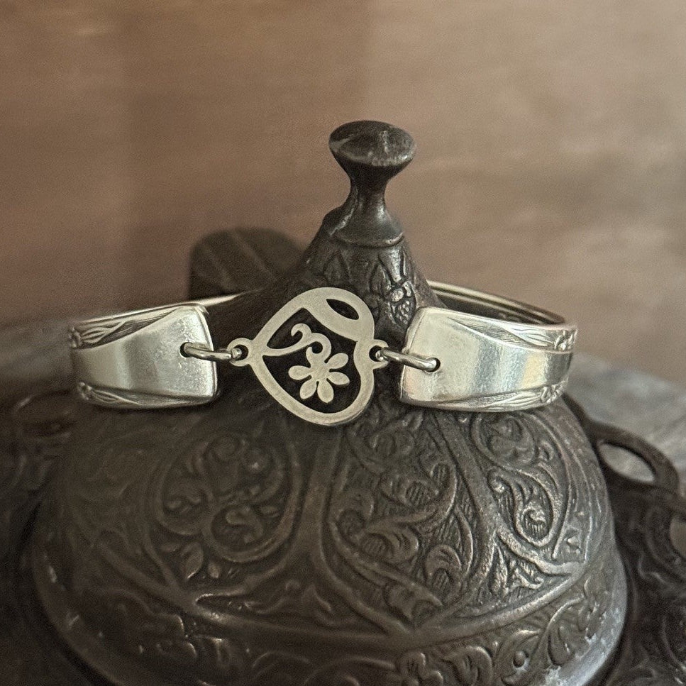 Rodd Vintage Cake Fork Bracelet with Heart Flower