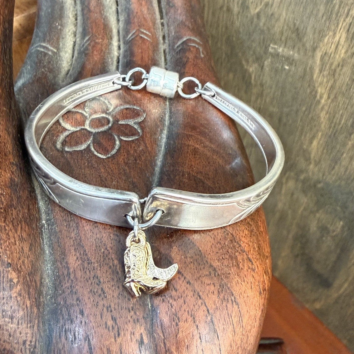 Vintage Sheringham Silverware Bracelet with Cowboy Boot Charms