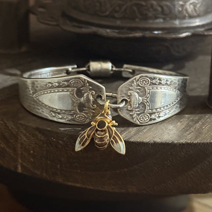 Antique 1916 Rogers & Son Heraldic Bracelet with Sterling Silver Cloisonné Bee
