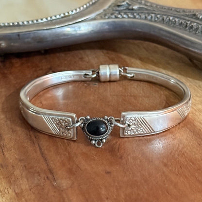 1949 Margaret Rose Silverware Onyx Bracelet