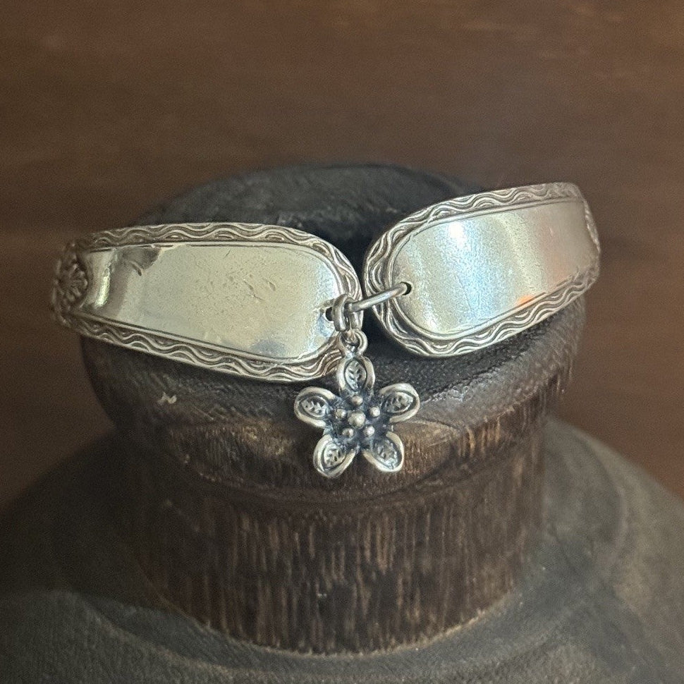 Antique Victoria Silverware Bracelet with Sterling Silver Flower
