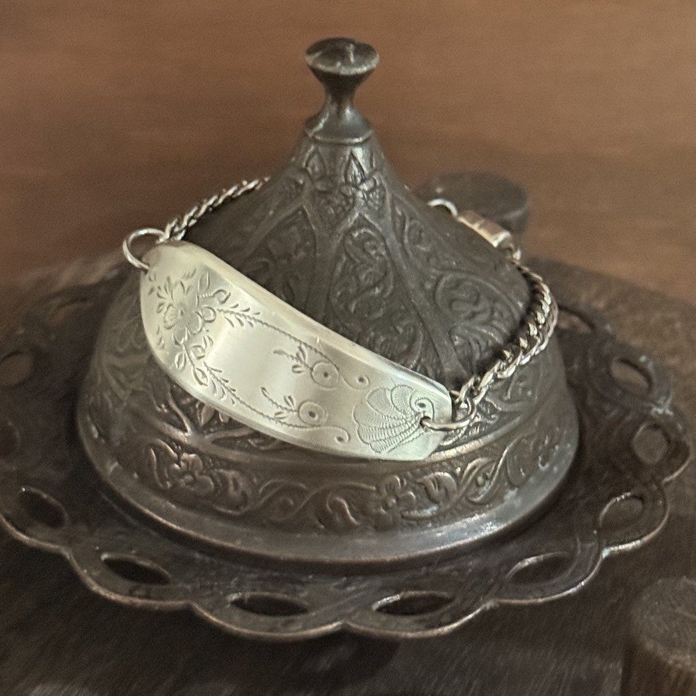 Vintage Etched Silverware Chain Bracelet