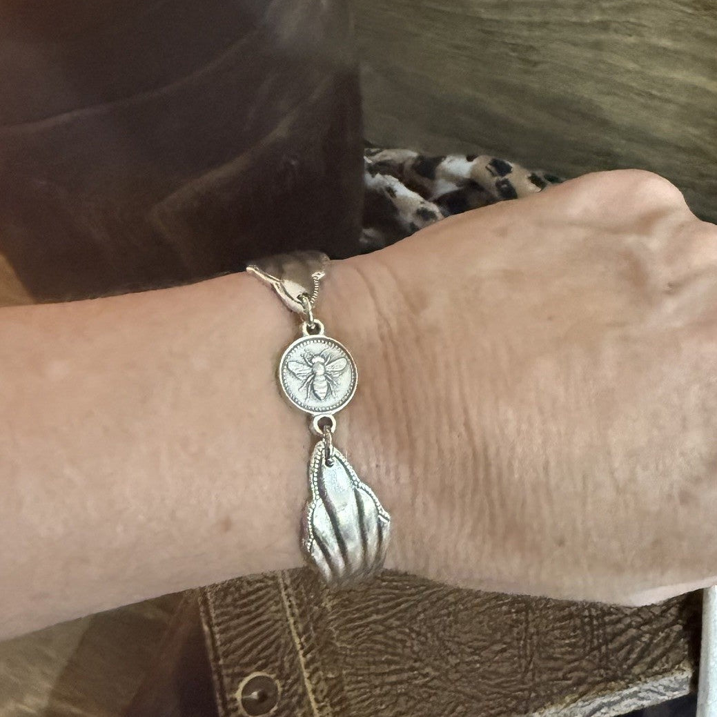 Vintage Silverware Bee Bracelet