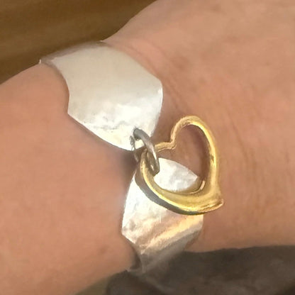 1930s Cohr Silverware Heart Bracelet