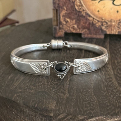 1949 Margaret Rose Silverware Onyx Bracelet