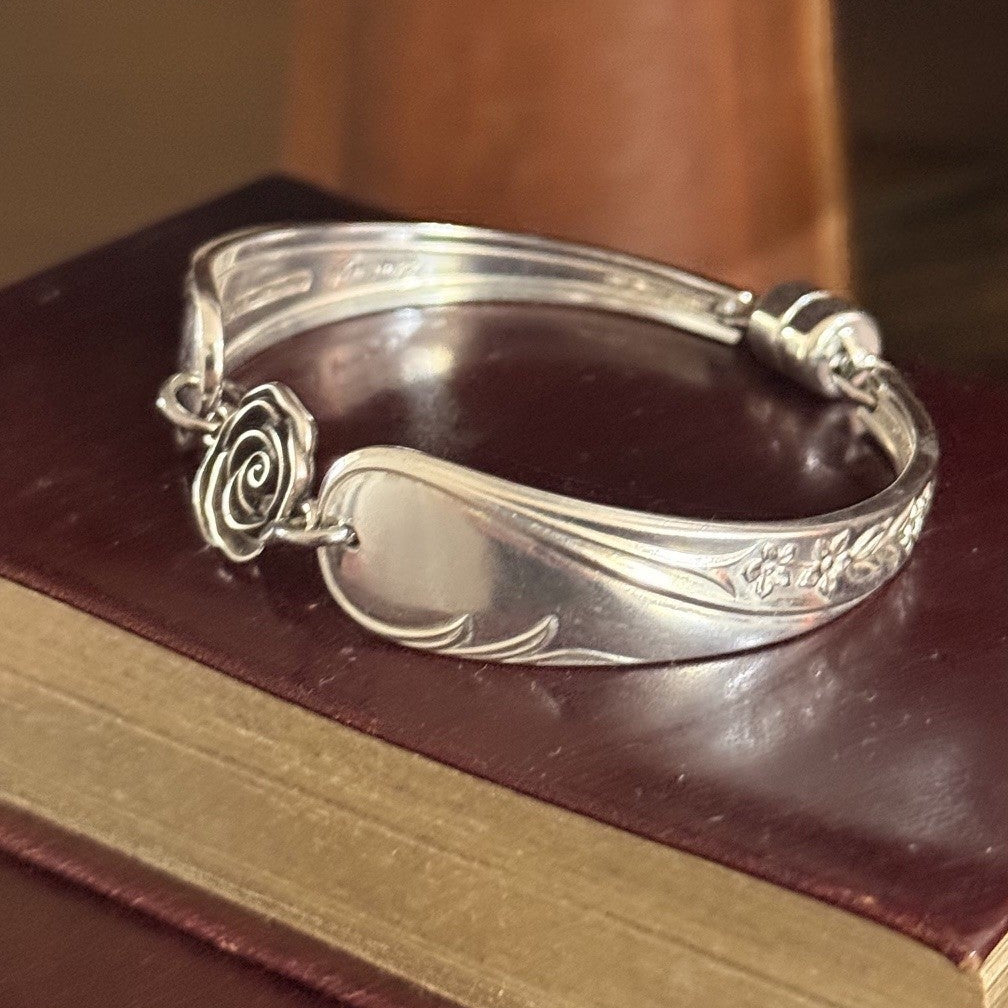 Vintage Edinburgh Fruit Spoon Handle Rose Bracelet