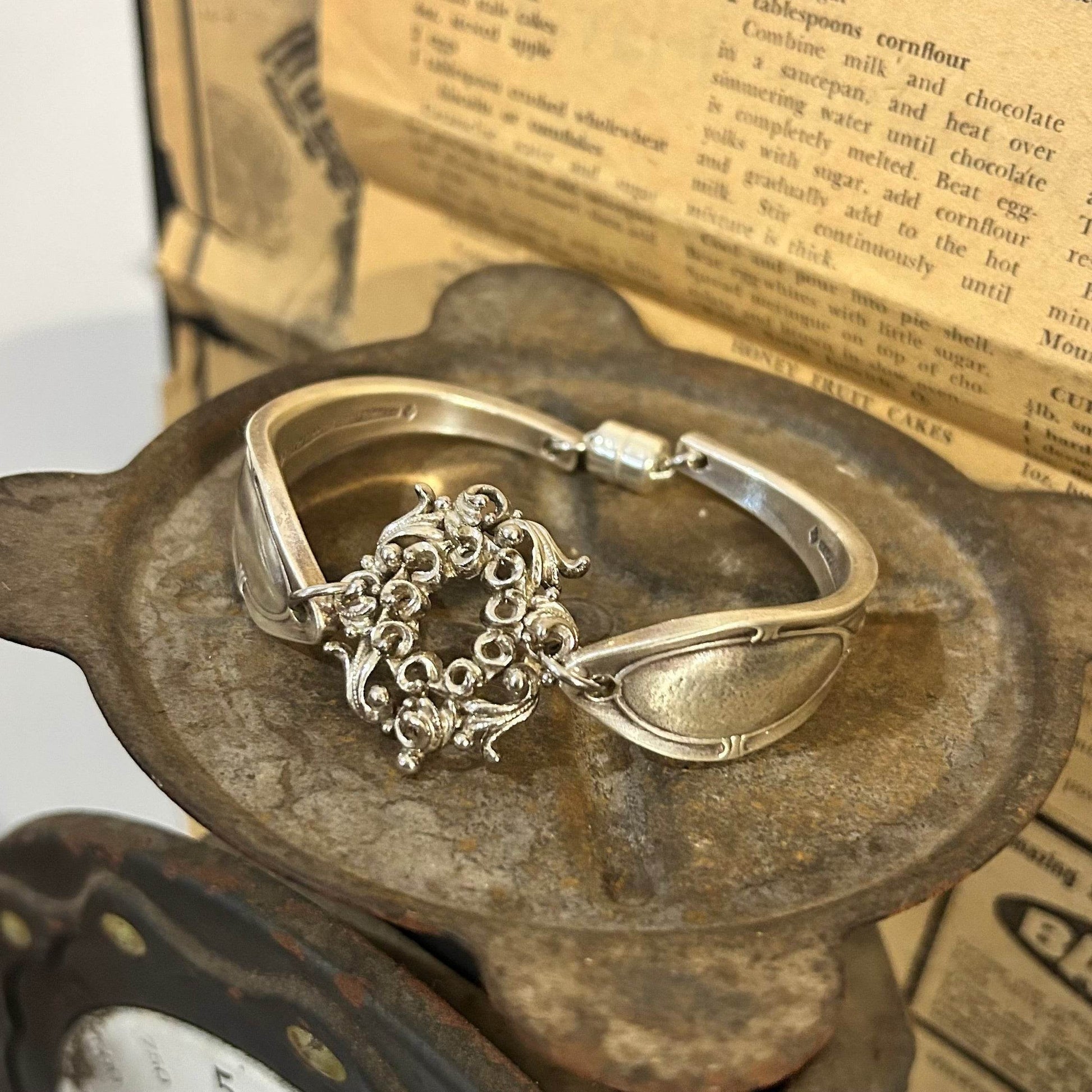 Silverware Bracelet - Filigree Connector - Molly Made
