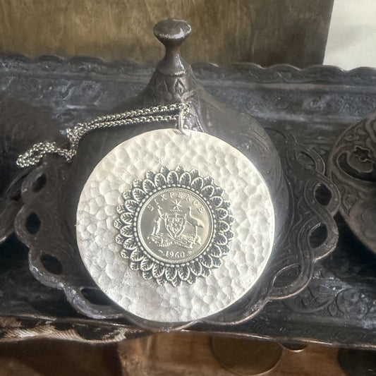 1960 Australian Sixpence Disc Necklace