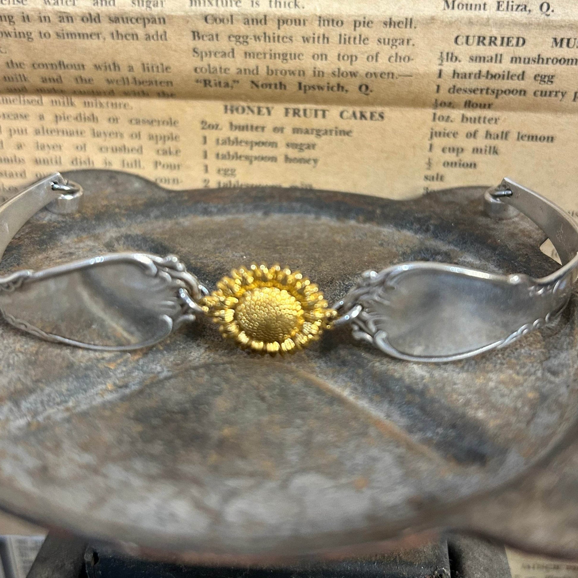 Vintage Silverware Bracelet - Golden Sunflower - Molly Made