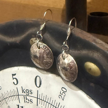 1964 Australian Threepence Coin Earrings