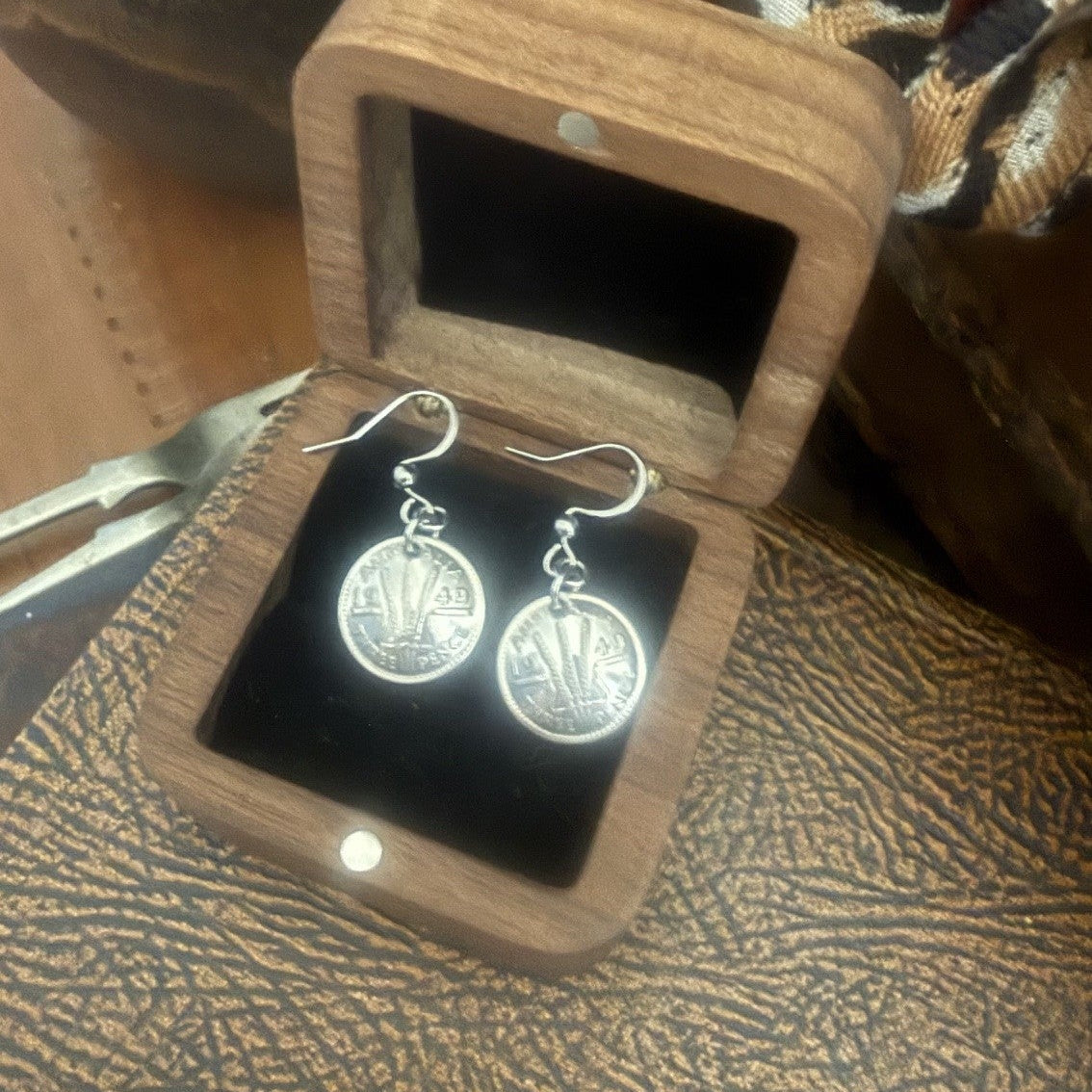 1949 Threepence Domed Earrings