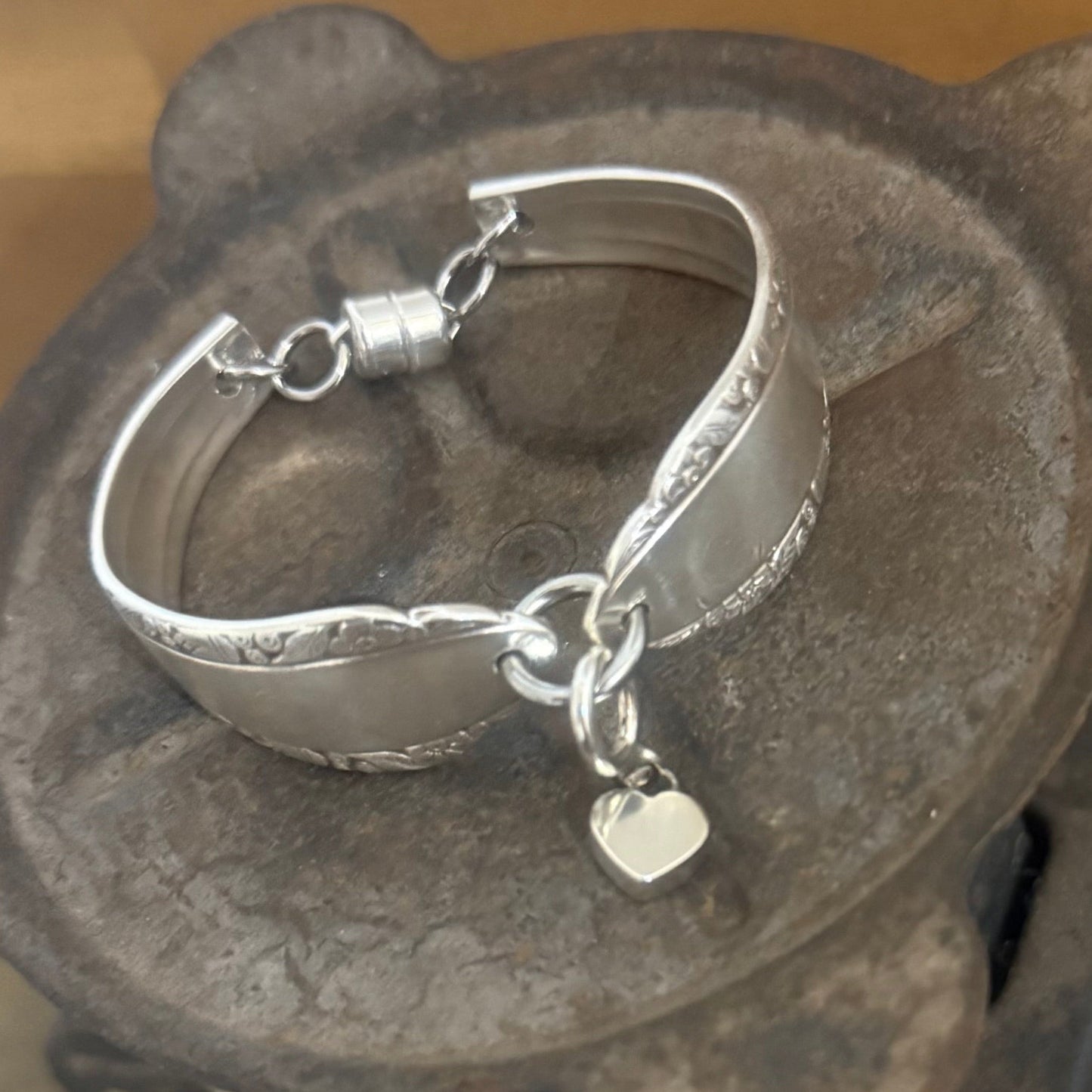 Vintage Silver Heart Bracelet