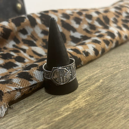 Sterling Silver Band Ring — Israeli Spoon Handle, Judaic Symbolism