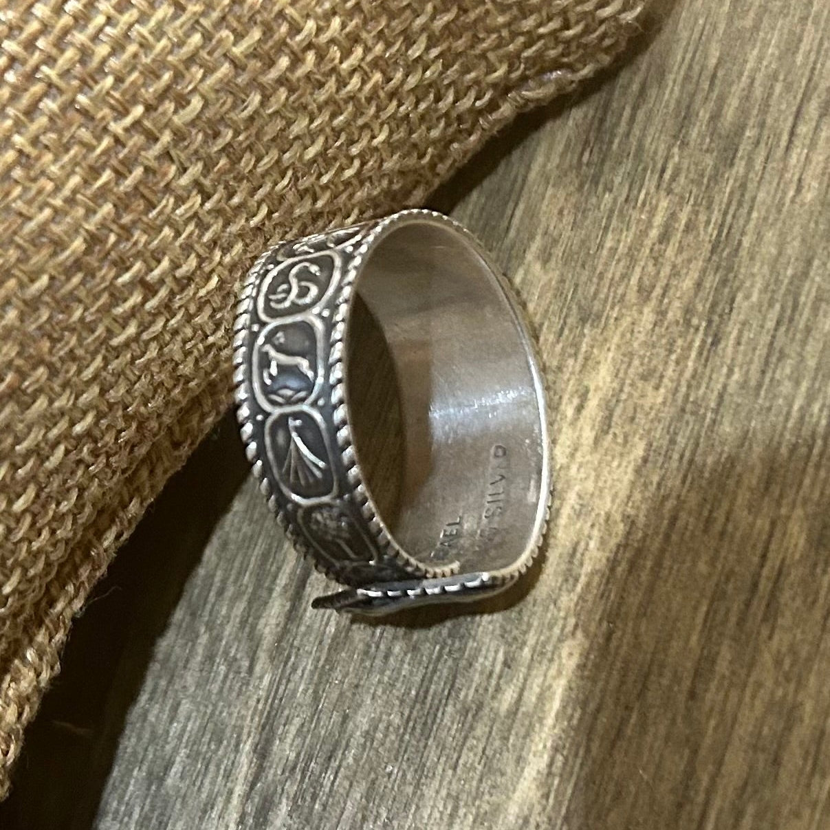 Sterling Silver Band Ring — Israeli Spoon Handle, Judaic Symbolism