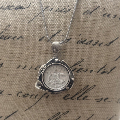 1959 Australian Sixpence Vintage Necklace