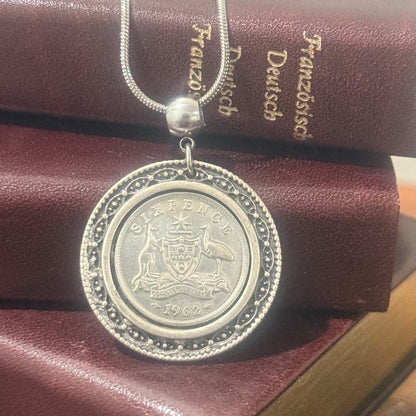 1962 Autralian Sixpence coin Necklace
